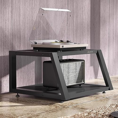 Mobile Hifi Mobile Rack Audio a 2/3/4 Strati con Piedini Regolabili, Supporto Nero per Giradischi/AV per Soggiorno, Home Theater, Camera da Letto Tavolo per Intrattenimento Stereo Angolare(2 Layer)