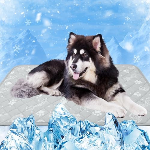 MH MYLUNE HOME Kühlmatte für Hunde Katze Thermochrome Hundekühlmatte Selbstkühlend rutschfest Wasserabsorbierend Tragbar Kühldecke für Hunde Hundedecke Kühlend Cooling Mat Dog- XL110x 80 cm