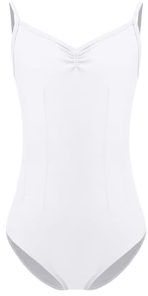 ZYXWVU Maillot Gimnasia Ritmica Niña Maillot Ballet Niña con Estilo Camisola, 7006-blanco, 11-12 años