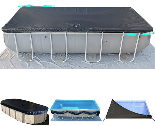 SIHAIAN 18x34Ft Rectangular Pool Cover with Side Storage for Oval and Rectangular Above Ground Pool, One-Piece Solar Oval Pool Cover, Preventing Waterlogging, UV and Weather Resistant WP:10000kPa+