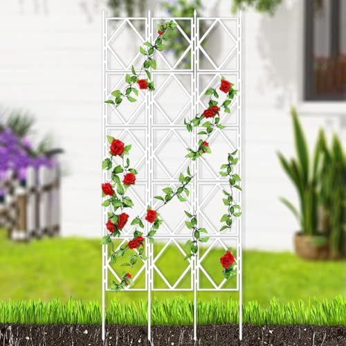 Espaldera de jardín para plantas trepadoras, soportes plegables blancos para plantas, aptos para flores, macetas y enredaderas, rosal trepador para decoración de patios, césped y balcones(W60xH180CM(2