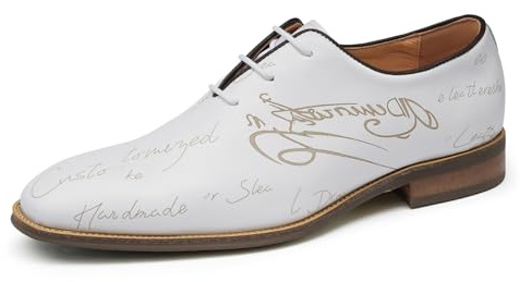 Derbys Business Casuale da Uomo Scarpe Eleganti Formali da Abito in Pelle Estive Festa Matrimonio,Bianco,45
