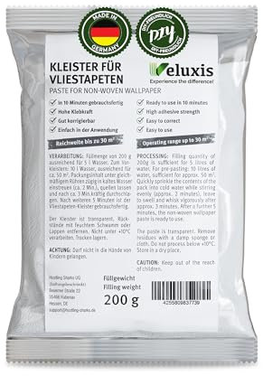 Veluxis® Vliestapetenkleister, Tapetenkleber – Kleister Vliestapete, gebrauchsfertig in 10 Min, STARKE KLEBKRAFT, 1 Beutel reicht für 30 m², fleckenfrei & korrigierbar