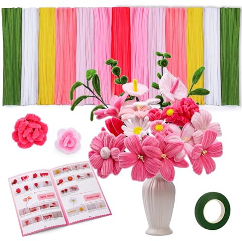 SUVSOON 550 Pcs Pipe Cleaners, 7 Colored Pipe Cleaners for Craft, Chenille Stems Kit (with Tutorial) Craft Supplies for Flower Diy Cafts Parties Decorations