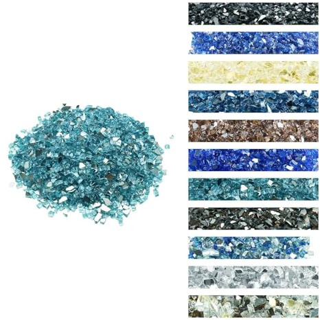 VEVOR Vetro da Fuoco per Braciere da 12,7 mm Pietre per Caminetti Resistenti alle Alte Temperature 9 kg Pietre Laviche per Braciere a Gas, Riflettenti e Senza Fumo, Colore Blu Acqua