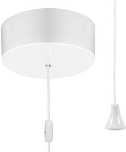 ElekTek UK Safety Approved Gloss White Bathroom Light Pull Switch EN 60669-1 & CE Mark, Earth Terminal, Ceiling Mounted, white cord/string, 6A 250V, 1 Way/2 Way Use, Full Wiring Instructions