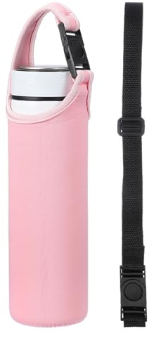 QUARKZMAN 2 Pezzi Custodia Per Bottiglia D'Acqua In Neoprene, 15.5-20oz Portabottiglie Isolato Collassabile Con 2 Cinghie, Rosa