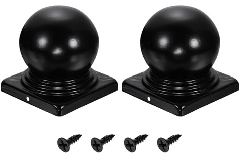 sourcing map 2Pcs Fence Post Caps, 100mm/3.94In Iron Post Cap Cover Black