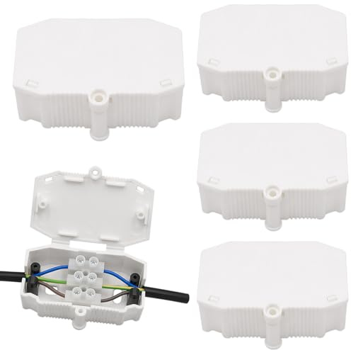 4 Pcs White Plastic Waterproof Junction Box for Outdoor and Indoor Electrical Cable Connector Maintenance Free Project Box for Communications Equipment Dustproof Enclosure