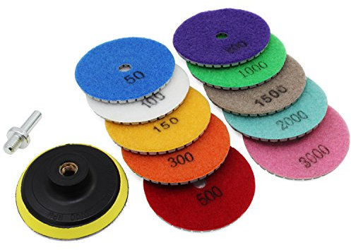 Aussel 3Inch Diamond Polishing Pad Wet Polishing Wheel Set for Granite Concrete Stone Ceramic (3inch)