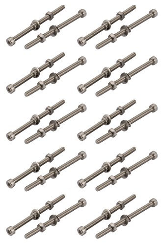 sourcing map 20PCS M4x60mm acier inox 304 vis tête moletée écrou boulon avec rondelle