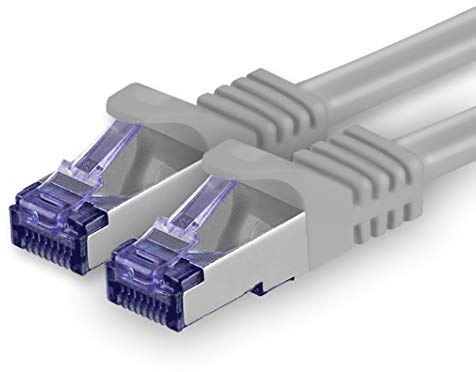 1aTTack.de Cat.7 Netzwerkkabel 10m - Grau - 1 Stück - Cat7 Patchkabel (SFTP/PIMF/LSZH) Rohkabel 10 Gb/s mit Rj 45 Stecker Cat.6a - 1 x 10 Meter Grau