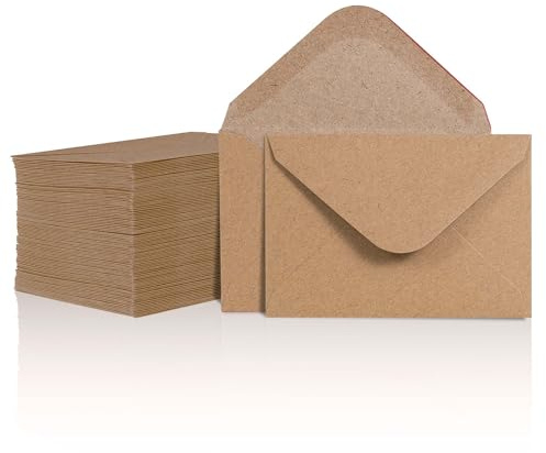 Geschenkkarten-Umschläge - 100 Stück Mini-Umschläge, Kraftpapier, Visitenkarten-Umschläge, Bulk-Tiny Umschlagtaschen für kleine Notizkarten, braun, 10,2 x 7,9 cm