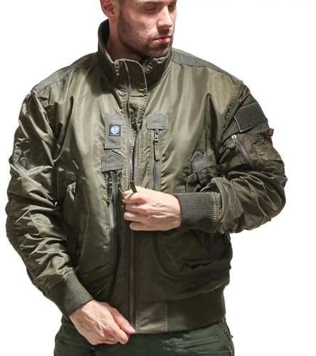 BININBOX Veste Bombers Homme Jacket Pilote Veste Aviateur à Col Montant