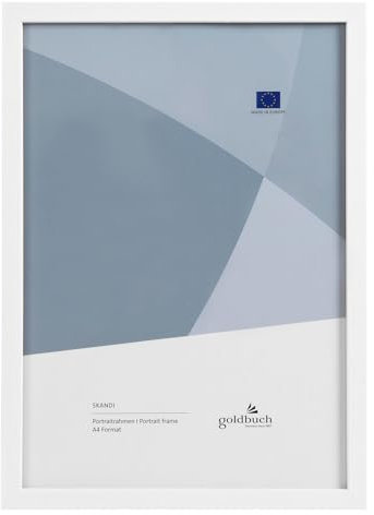 goldbuch 90 0996 Bilderrahmen Skandi DIN A4, Einzelrahmen aus Echt Holz, Portraitrahmen zum Stellen, Holzrahmen mit Wandhalterung, Foto Rahmen, Frame weiß