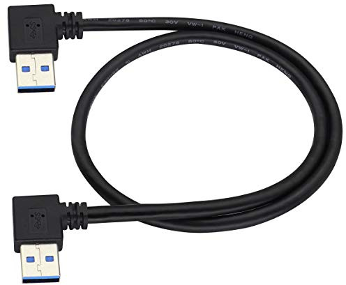 AAOTOKK 90 Degree 3.0 A USB Cable Left & Right Angle USB 3.0 A to A Male Charging and Transferring Data Extender Connector Cable for USB Keyboard,Mouse,Flash Drive,Hard Drive.(0.6M/2ft-Black)