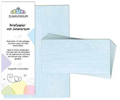 Briefpapier mit Umschlag Briefpapier-Set Holz blau Motivpapier für Einladungen Hochzeit Urkunden (25 Blätter + 25 Umschläge)