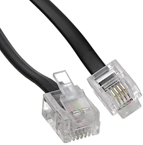 kenable ADSL Broadband Modem Cable RJ11 to RJ11 Phone Socket to Router Black 0.5m 50cm