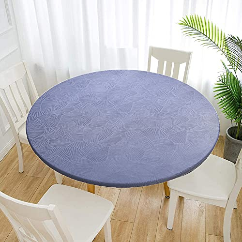 Cozomiz Jacquard Elastische Tischdecke Gartentischdecke Rundtischdecke wasserdichte rutschfeste Abwischbar Schmutzabweisend Tischdecke 90cm Runde Enge Passform Blau