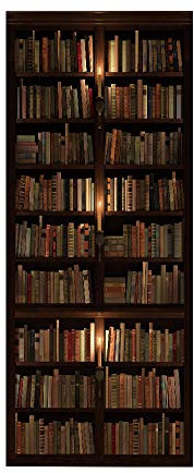 Türtapete selbstklebend Bücherregal TürPoster 3D Bewirken Fototapete Türfolie Poster Tapete Abnehmbar Wandtapete für Wohnzimmer Küche Schlafzimmer 77x200cm