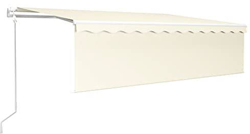 vidaXL Markise Automatisch mit Jalousie LED Windsensor Gelenkarmmarkise Sonnenmarkise Balkonmarkise Sonnenschutz Garten Terrasse Balkon 5x3m Creme