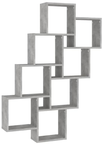vidaXL Mensola Parete Cubo Grigio Cemento 90x15x119 Legno Multistrato