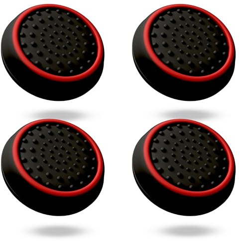 MatoSan® Set de Cubiertas de Silicona para Stick – Compatible con mandos PS5 y PS4 – Mejora de Agarre y Protección – Accesorios para Controladores Gaming – 4 Piezas Grip Caps (4 Piezas Rojo)