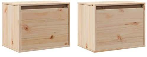 vidaXL 2X Madera Maciza de Pino Armario de Pared Muebles Estante Flotante Salón Sala de Estar Colgante Decoración Almacenaje 45x30x35 cm