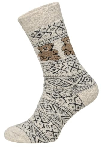 HomeOfSocks Norweger Socken Teddy Muster Damen Herren Kuschelsocken Wolle | elastisch · Wärmend · Atmungsaktiv · Weich · Casual