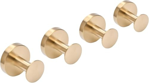 Beelee Gebürstetes Gold Wandhaken 4-Pack Badezimmerhandtuch Haken Robe Haken, Gold Zubehör Heavy Duty Hut Rack Kleiderbügel, BA9777BG-4