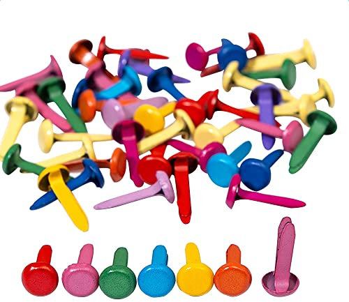 50 Stück Bunt Papierverschlüsse Mini Metall Brads rund Papierverschlüsse Rundkopfklammern für Handwerk Kartenherstellung
