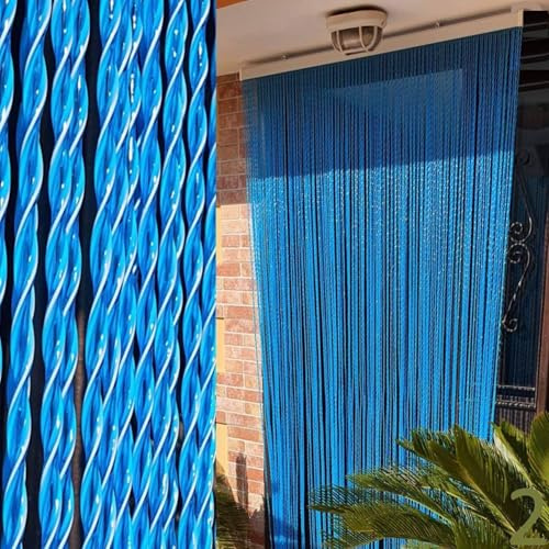 BricoShopping® Rideau Mosquière Mod.C à Fils en PVC réglable Moustiquaire pour Porte fenêtre extérieure entrée Balcon Camping-Car Fil Anti-Mouvement 15 Couleurs Fabriqué en Italie (150 x 250, 2 Blue)