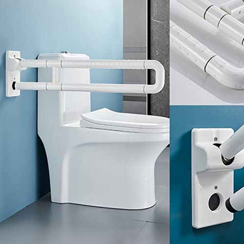 Stützklappgriff Edelstahl Wandstützgriff Klappgriff WC Haltegriff Klappbar Rutschfest Badezimmer Edelstahl Aufstehhilfe Stützgriff Haltegriffefür Senioren Behinderte Schwangere Frau Gelb (70cm,Weiß)