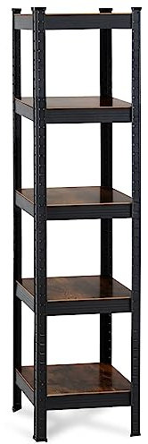 Stagecaptain Estantería Heavyrack: 5 baldas Madera Clara u Oscura, diseño Industrial Negro. Ideal para Cocina, almacén, salón y Oficina.