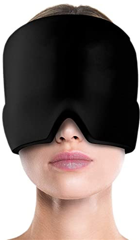 Kühlmaske Augen Kopf Kühlmütze Wiederverwendbar Relief Cap Kältetherapie Kühlhaube Migräne Mütze Gel Kühlpads Gesicht Eismaske für Geschwollene und Müde Augen Augenringe Kopfschmerzen