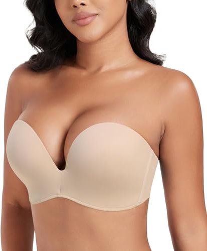 DotVol Push up Lift Women's Bra Seamless Wireless Anti-Slip Strapless brallate with Shape Support(Beige,30C)