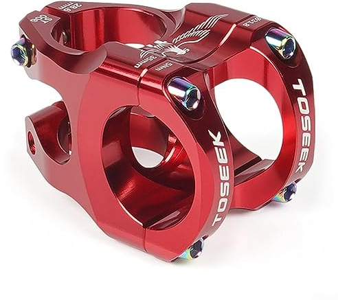 HEIBTENY Attacco manubrio della bicicletta, attacco manubrio MTB corto 35 mm, manubrio da 31,8 mm, estensore per manubrio DH AMenduro (rosso)