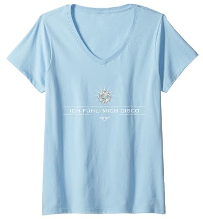 Ich fühl mich Disco Party Feiern Disko Apres Ski Malle 80er T-Shirt mit V-Ausschnitt
