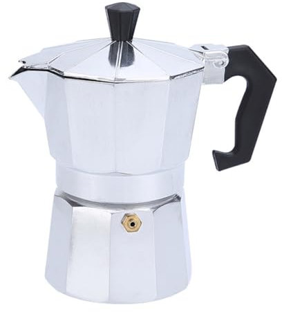 Wokyo Cafetera italiana de acero inoxidable Moka para encimera de 2 tazas, café cubano italiano clásico, sabor expreso, cafetera de aluminio, para oficina en casa y viajes, color plateado