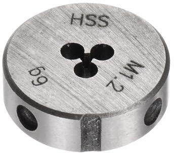 QUARKZMAN Filières à Fileter Rondes, Filetage Métrique M1.2 x 0.25 (Droite), Acier Rapide (HSS) Outil de Réparation de Filière de Coupe de Vis