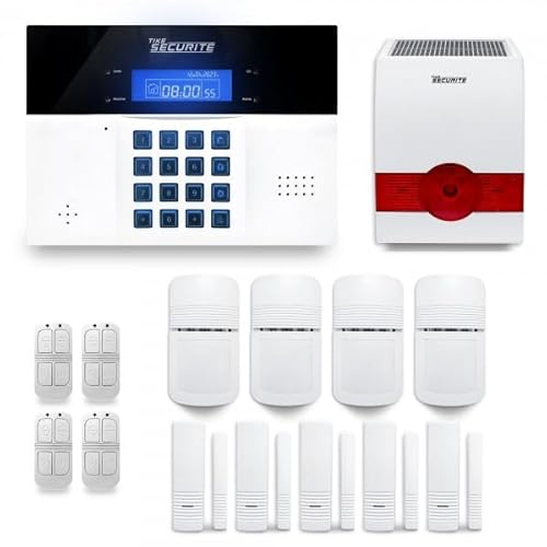 Alarme maison sans fil DNBi 4 à 5 pièces mouvement + intrusion + sirène extérieure solaire - Compatible Box internet