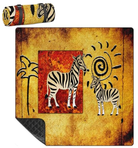 Mularoka Picknickdecke mit Zebra-Baum-Muster, wasserdicht, sanddicht, faltbar, Stranddecke, 200,7 x 200,7 cm, extra groß, tragbar, waschbar, Outdoor-Matte für Camping, Park, Gras, Wandern, Reisen