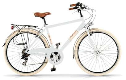 Via Veneto Bazam - Herrenfahrrad Elegance Man, 28 Zoll, 18-Gang-Schaltung, Größe 54, cremeweiß, Retro Vintage Aluminium City Bike | VV615AM