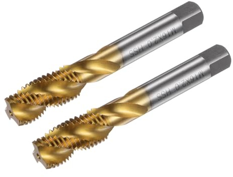 sourcing map Lot de 2 tarauds filetés en spirale M16 x 2 H2 avec revêtement en titane M2 pour réparation de machinistes