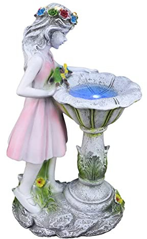 HOMSFOU Solar Mädchen Statue Licht für Garten Engel Figur Dekoration mit Wetterfeste Gartenbeleuchtung für Rasen und 1 Stück