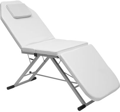 SUBKUDY Klappbare Massageliege Höhenverstellbar Schönheitssalon Liege Massagetisch Tattoo Bett, SPA Stuhl, Zusammenklappbar, Massagesessel, Ganzkörpermassage, Professionell, Salontisch（Weiß