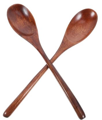 iplusmile 2 Pièces en Remuant La Salade Fourchette en Bois Cuillères À Soupe Cuillères À Miel en Bois Cuillère À Long Manche Cuillères À Thé Glacé Cuillères À Manger en Bois Cuillère en