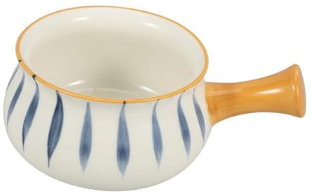 BEBEMOKO Ciotola per Colazione in Ceramica con Manico Singolo Ciotola per Zuppa e Noodles Cibo da Cucina Facile da Pulire e Resistente al Calore