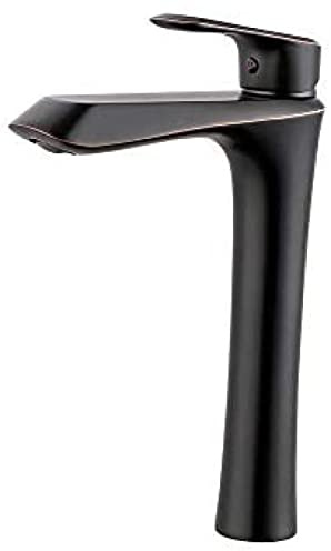 GAROEN Grifo de Cocina de Cuerpo Alto con Acabado en Bronce frotado con Aceite, Monomando, caño Giratorio, Lavabo Negro, Cobre y Plomo, Mixto
