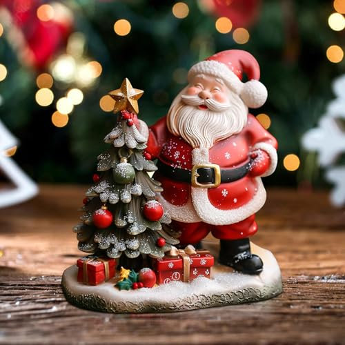 Weihnachtsmann Figur, Weihnachtsdeko Klein Weihnachtsfiguren Weihnachtsmann Deko, 10cm Winter Deko Harz Weihnachtsmänner Mikrolandschaft Ornament, Mini Weihnachtsfiguren für Tischdeko Weihnachten